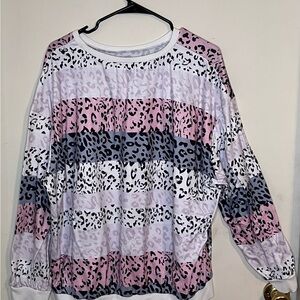 Leopard Print Women's Top - Pink, White, Black